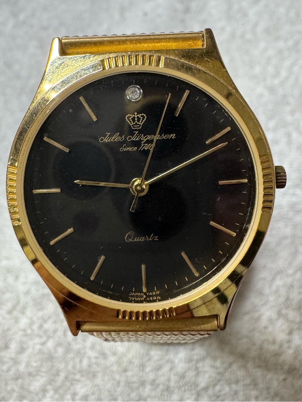 Jules Jürgensen Gold and Black Quartz Dress Watch